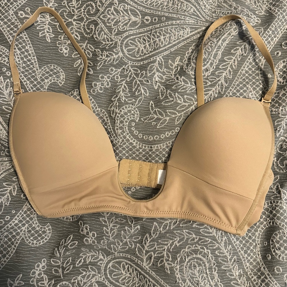 Nude plunge neckline bra